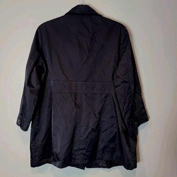Talbots Coat Womens Sz 24W Nylon Lined Button Front Trench Rain Jacket Black - Picture 8 of 8
